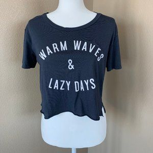 Warm Waves Navy Blue Cropped Tee